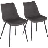 Durango Dining Chair in Vintage Grey Leatherette & Black Metal (Set of 2)